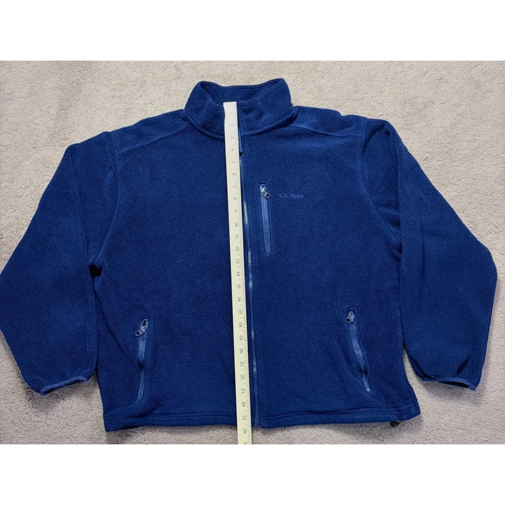 Vintage LL Bean Fleece Jacket Mens Full Zip 90s Blue Made in USA Size 2XL